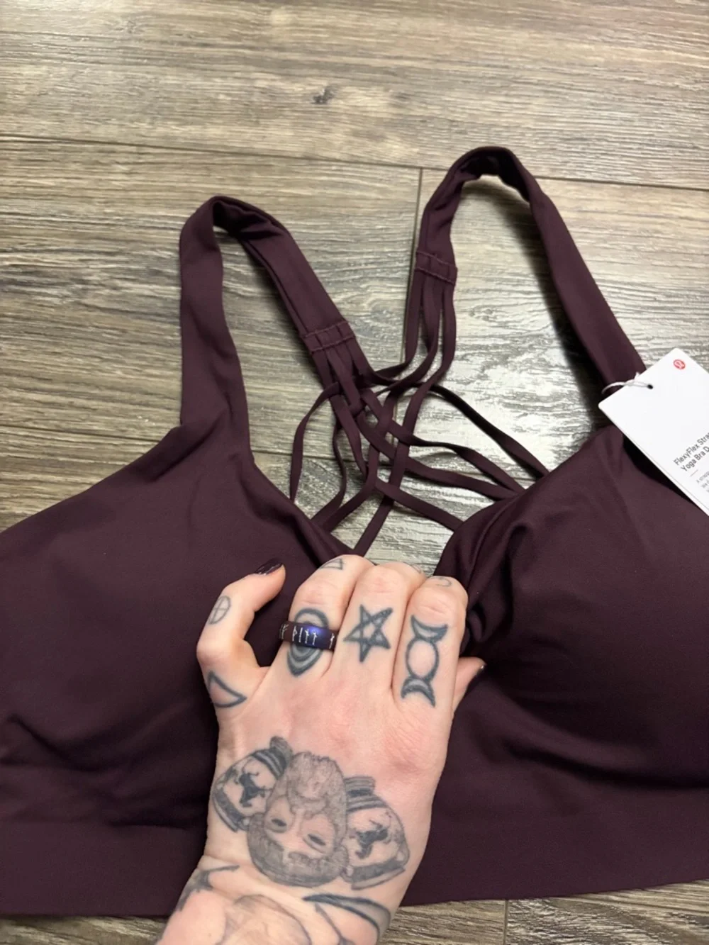 NWT Lululemon FlexyFlex Yoga Bra *Light Support, D-DDD Cups (Black Plum) L/XL